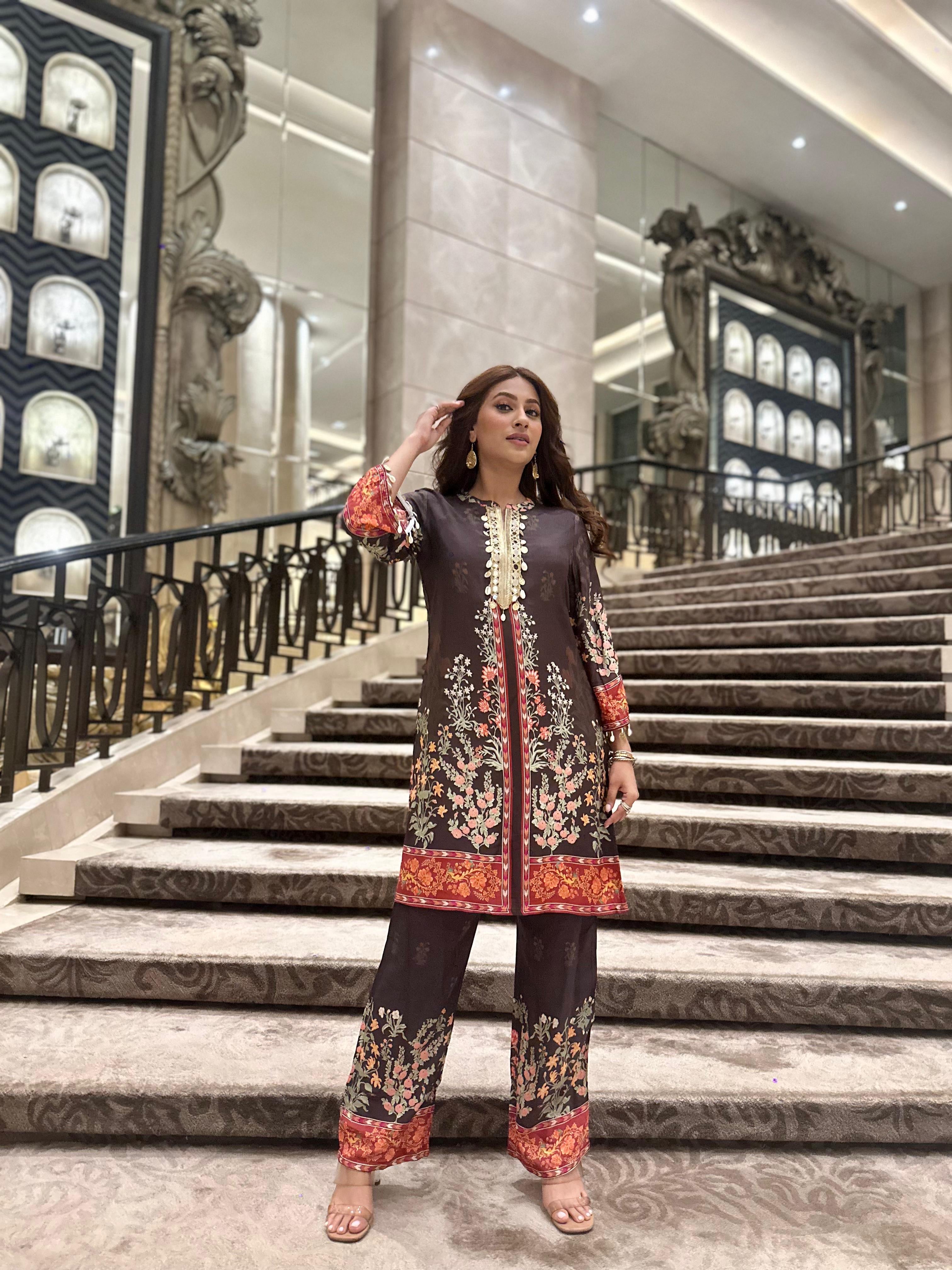 Brown digital print Kurta Palazzo Set